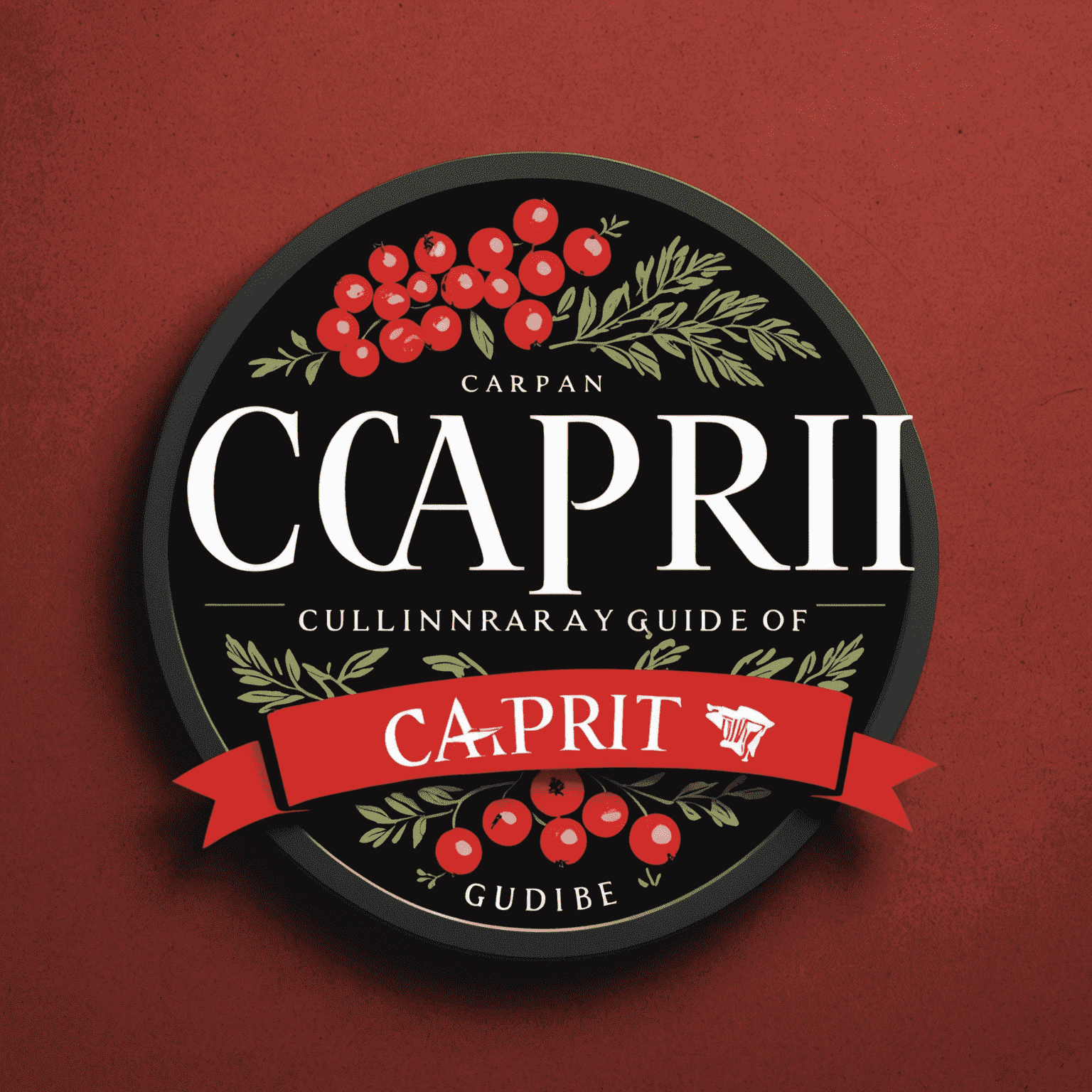 CAPRI - 料理ガイドのロゴ。赤と黒の大胆な文字で「CAPRI」と書かれ、その横に小さな肉のアイコンがある