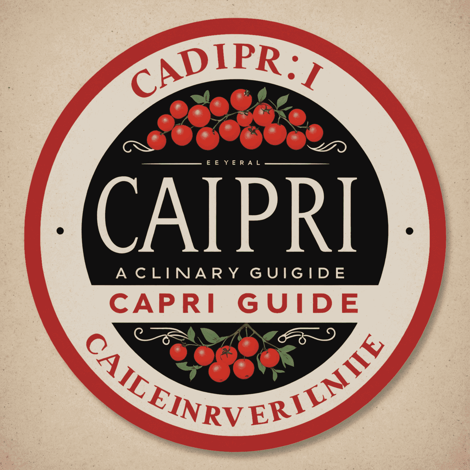 CAPRI - 料理ガイドのロゴ。赤と黒の大胆な文字で「CAPRI」と書かれ、その横に小さな肉のアイコンがある